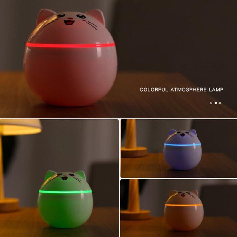 Air Humidifier for Home Ultrasonic Car Mist Maker with Colorful Night Cat USB Lamps Mini Office Air Purifier - Image 6